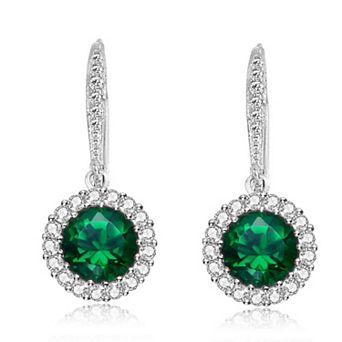 Sterling Silver with Colored Cubic Zirconia Dangle Earrings
