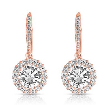 Sterling Silver with Colored Cubic Zirconia Dangle Earrings