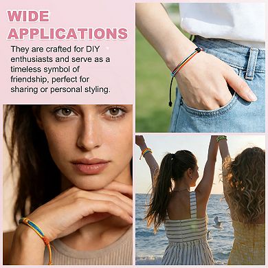 8Pc Braided Rope Bracelet, Adjustable Woven String Bracelets Boho Wax Rope Anklets Stylish Accessory