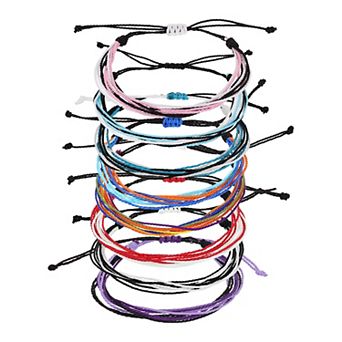 8 pc Braided Rope Bracelet, Adjustable Woven String Bracelets Boho Wax Rope Anklets Stylish Accessory