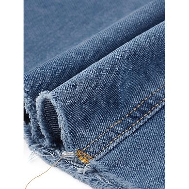 Casual Denim Maxi Skirt for Womens High Waisted Flared Panel Long Jean Skirts