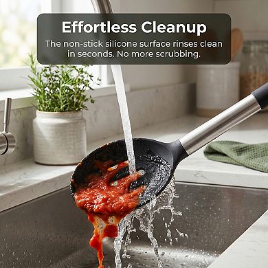 3 Pcs Cooking Utensil Set Silicone Kitchen Utensils Cooking Spoon for Non Stick Cookware