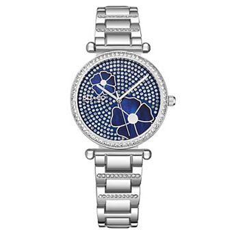 Madison 5582 36mm Crystal Studded Watch with MOP Flower Accents
