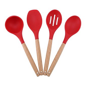 4 pc Cooking Utensil Set Stainless Steel Kitchen Utensils Cooking Spoon for Non Stick Cookware