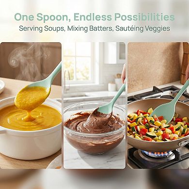 1 Pcs Cooking Spoon Silicone for Non Stick Cookware Heat Resistant Kitchen Spoon Utensil for Home