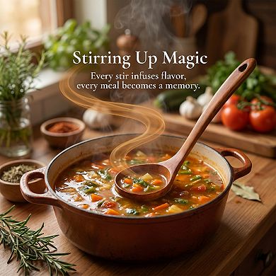 Cooking Spoon Brown Wood Spoon for Non Stick Cookware Heat Resistant Kitchen Spoon