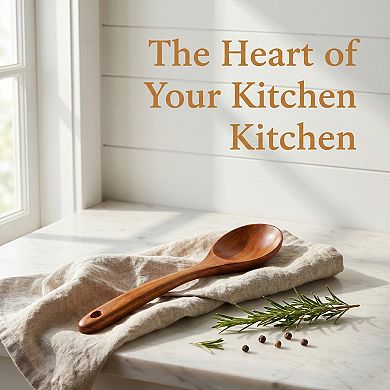 Cooking Spoon Brown Wood Spoon for Non Stick Cookware Heat Resistant Kitchen Spoon