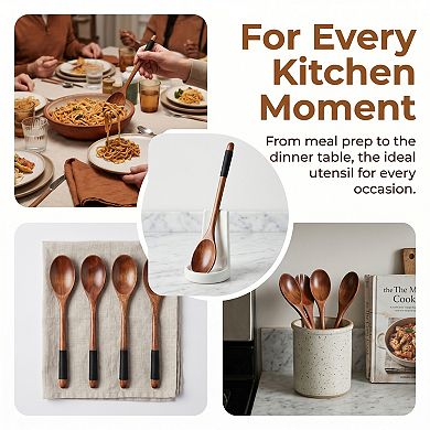 Cooking Utensil Set Wood Kitchen Utensils Cooking Spoons for Non Stick Cookware