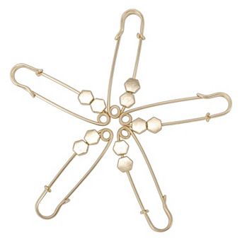 5 pc Pant Waist Tightener Hexagon Design Pin for Loose Pants Jeans Skirts Gold Tone