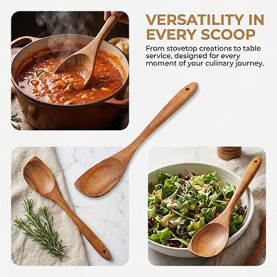 Wood Spoon Scratch Proof for Non Stick Pans Heat Resistant Everyday Kitchen Essential for Home