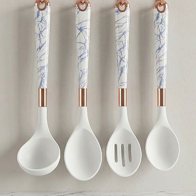 4 Pcs Silicone Utensil Set Non Stick Safe Heat Resistant Includes Ladles Slotted Spoon and Spoonula