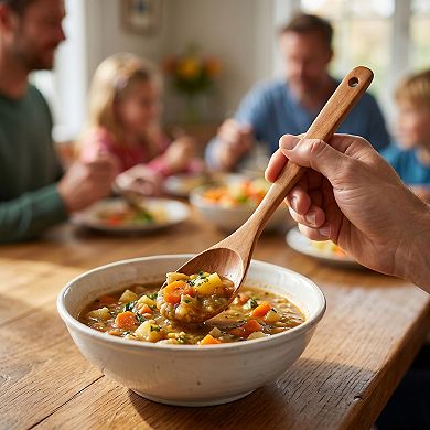 1 Pcs Wood Spoon Non Stick Safe & Heat Resistant Essential Kitchen Tool for Home Cooks