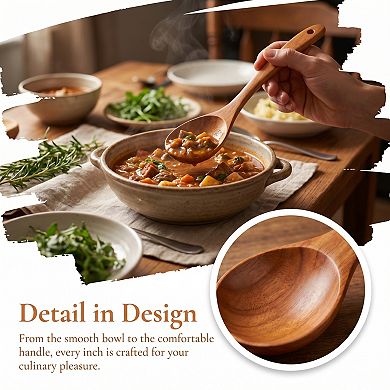 1 Pcs Wood Spoon Non Stick Safe & Heat Resistant Essential Kitchen Tool 10.2x2.9in