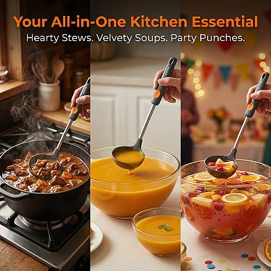 1 Pc Silicone Spoon Non Stick Safe & Heat Resistant Essential Kitchen Tool 13.8x3.5in