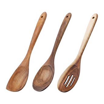 Wood Spoon Scratch Proof for Non Stick Pans Heat Resistant Everyday Kitchen Essential 3Pcs12.8x2.8in