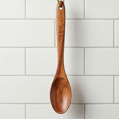 1 Pcs Wood Spoon Non Stick Safe & Heat Resistant Essential Kitchen Tool 11.4x1.8in