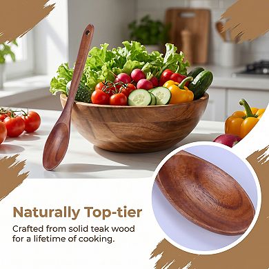 1 Pcs Wood Spoon Non Stick Safe & Heat Resistant Essential Kitchen Tool 11.4x1.8in