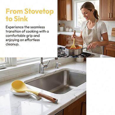 1 Pc Silicone Spoon Non Stick Safe & Heat Resistant Essential Kitchen Tool for Home Cooks