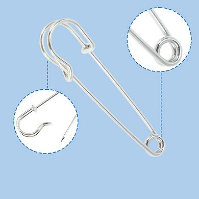1.5"x0.39" 10 Pcs Large Pin for Cloth Fabric Pins Various Fabrics Silver Tone