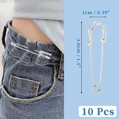 1.5"x0.39" 10 Pcs Large Pin for Cloth Fabric Pins Various Fabrics Silver Tone
