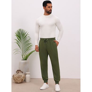 Men's Casual Solid Color Drawstring Waist Workout Joggers Sweatpants