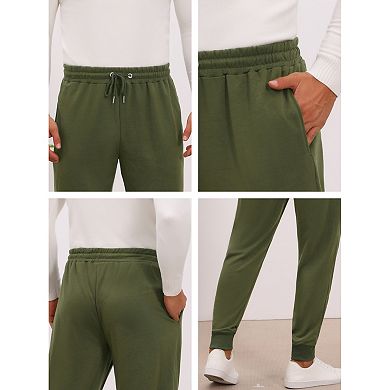 Men's Casual Solid Color Drawstring Waist Workout Joggers Sweatpants