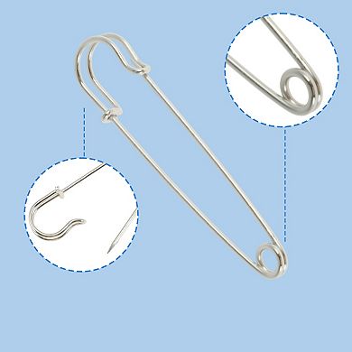 3.15"x0.59" 10 Pcs Large Pin for Cloth Fabric Pins Various Fabrics Silver Tone