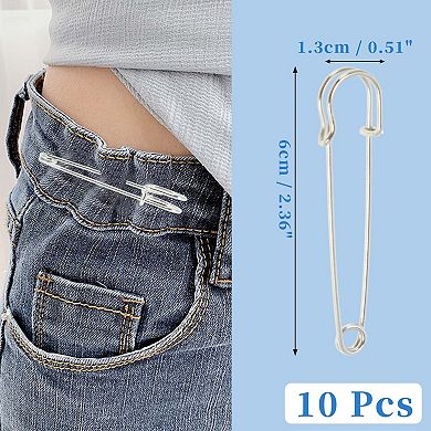2.36"x0.51" 10 Pcs Large Pin for Cloth Fabric Pins Various Fabrics Silver Tone