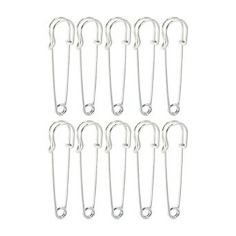 1.06"x0.31" 10 pc Large Pin for Cloth Fabric Pins Various Fabrics Silver Tone