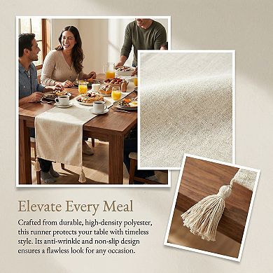 Table Runner for Kitchen Decor Decorations Polyester Kitchen Runner with Tassel for Table Decoration