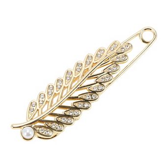 1 pc Brooch Feather Safety Pin for Women Gold Tone