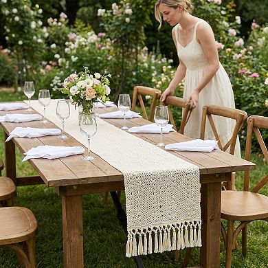 Table Runner with Tassel for Kitchen Decor Birthday Decorations Washable Cotton Runner for Kitchen
