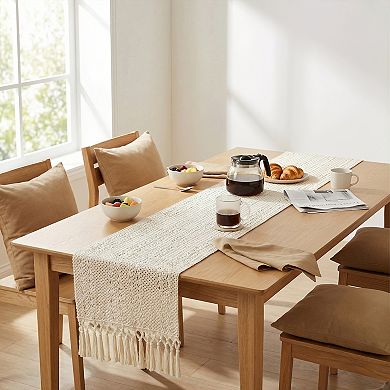 Table Runner with Tassel for Kitchen Decor Birthday Decorations Washable Cotton Runner for Kitchen