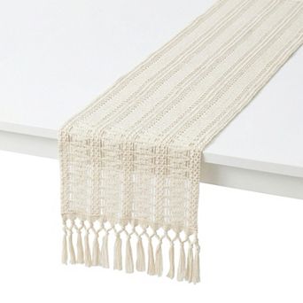 Table Runner with Tassel for Kitchen Decor Birthday Decorations Washable Cotton Runner for Kitchen
