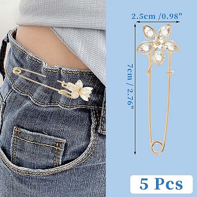 Flower Pins 5 Pcs Ideal for Various Fabrics Gold Tone
