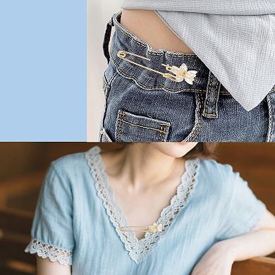 Flower Pins 5 Pcs Ideal for Various Fabrics Gold Tone