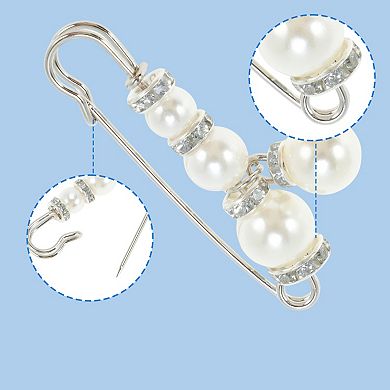 Pearl Pins Ideal 5 Pcs for Various Fabrics Silver Tone