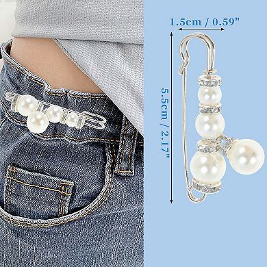 Pearl Pins Ideal 5 Pcs for Various Fabrics Silver Tone