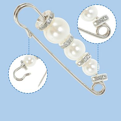 Pearl Pins 5Pcs Ideal for Various Fabrics Silver Tone