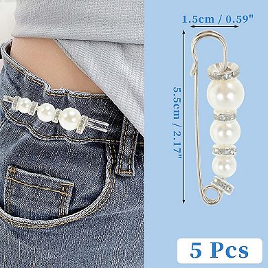 Pearl Pins 5Pcs Ideal for Various Fabrics Silver Tone