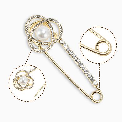 1Pc Brooch Flower Safety Pin for Women Gold Tone