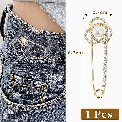 1Pc Brooch Flower Safety Pin for Women Gold Tone