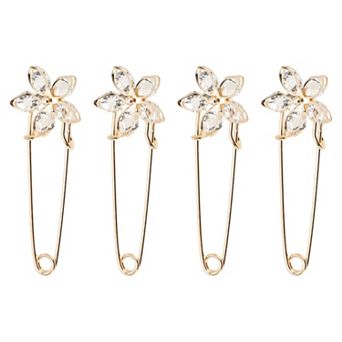 4 pc Rhinestone Design Brooch Pin for Dressing Up Outfits 13 Mixed Colors