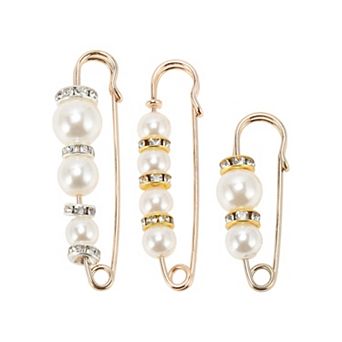 3 pc Faux Pearl Design Brooch Pin for Dressing Up Outfits 24 Mixed Colors