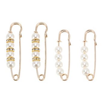 4 pc Faux Pearl Design Brooch Pin for Dressing Up Outfits 45 Mixed Colors