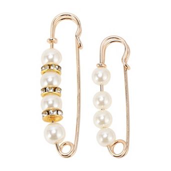 2 pc Faux Pearl Design Brooch Pin for Dressing Up Outfits 40 Mixed Colors