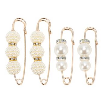 4 pc Faux Pearl Design Brooch Pin for Dressing Up Outfits 49 Mixed Colors