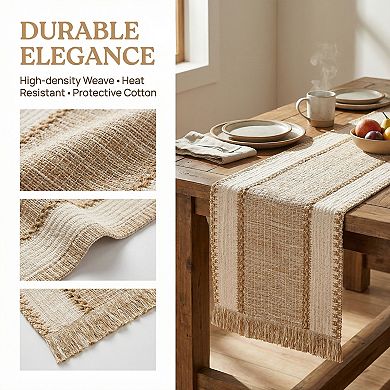 Table Runner for Kitchen Decor Birthday Decorations Long Kitchen Runner with Tassel for Table Decor