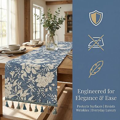 Table Runner for Kitchen Decor Birthday Decoration Floral Kitchen Runner with Tassel for Table Decor