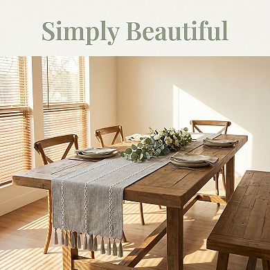 Table Runner for Kitchen Decor Decorations Long Washable Polyester Kitchen Runner with Tassel
